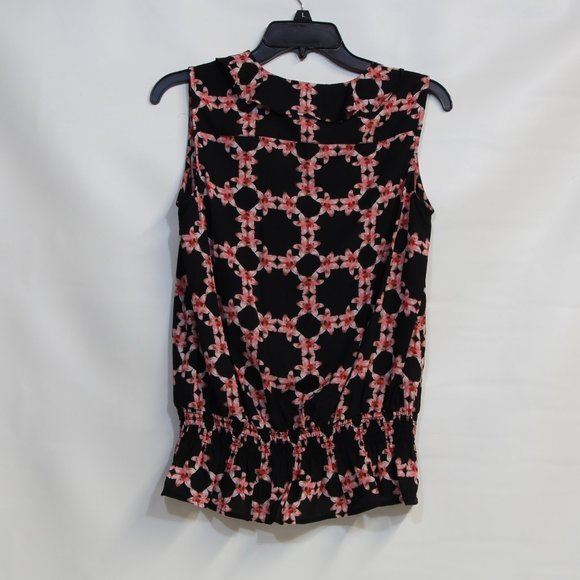 Karl Lagerfeld Sleeveless V-neck Paris Floral Button Up Blouse Size Petite Small - Picture 3 of 3